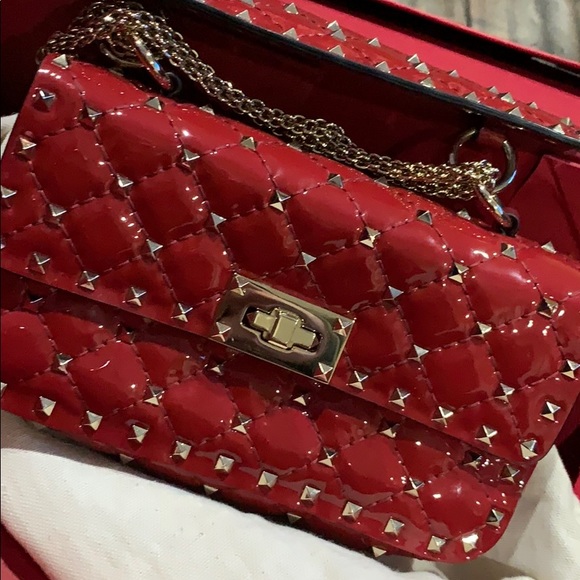 Valentino red studded purse - Picture 4 of 5